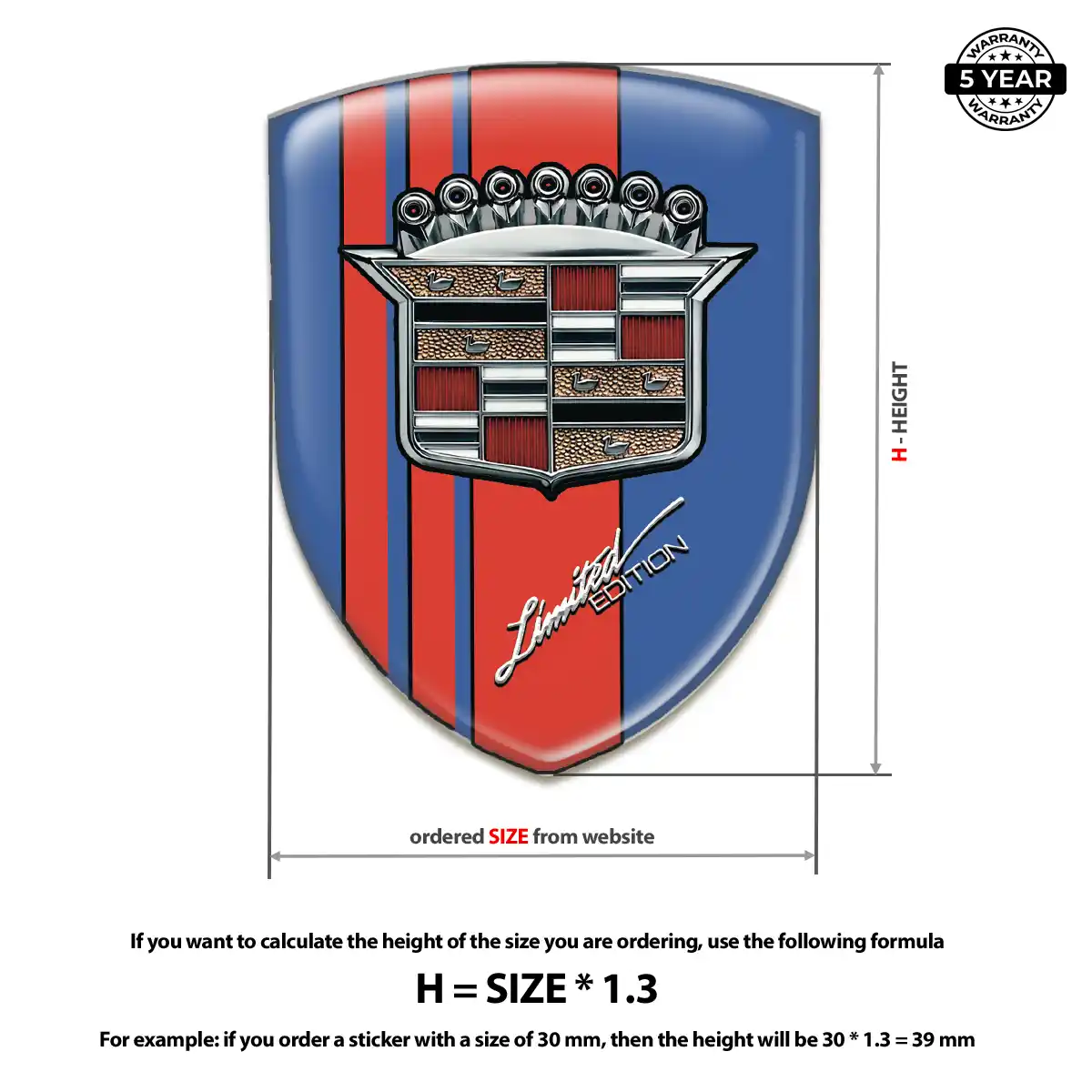 Cadillac Epoxy Domed Sticker Signature Edition