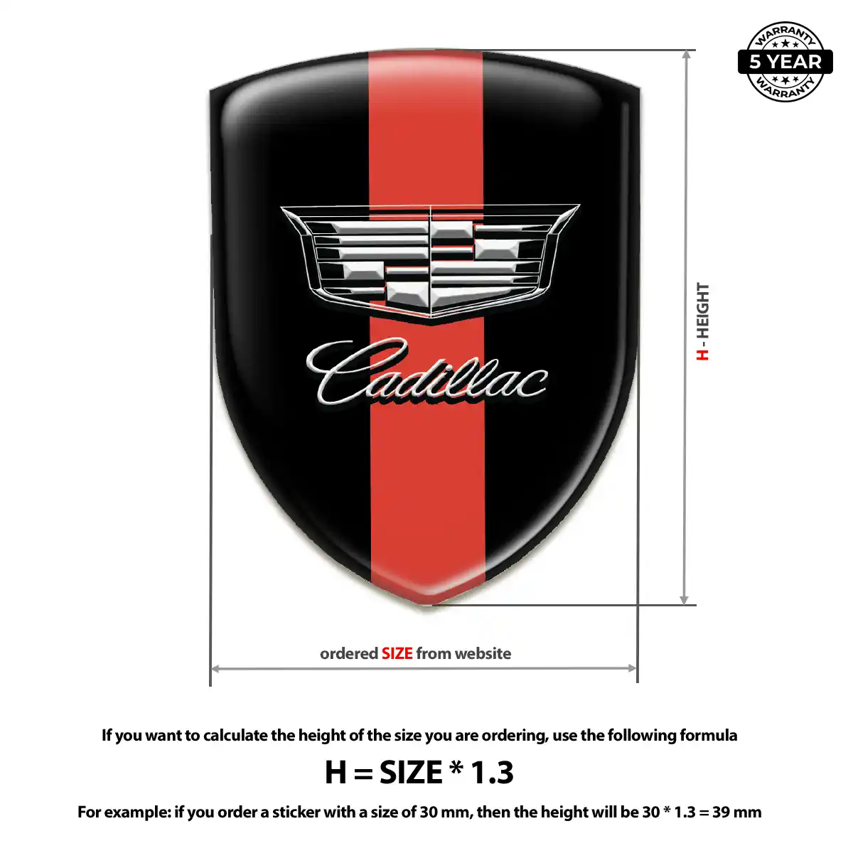 Cadillac Epoxy Domed Sticker Signature Grade