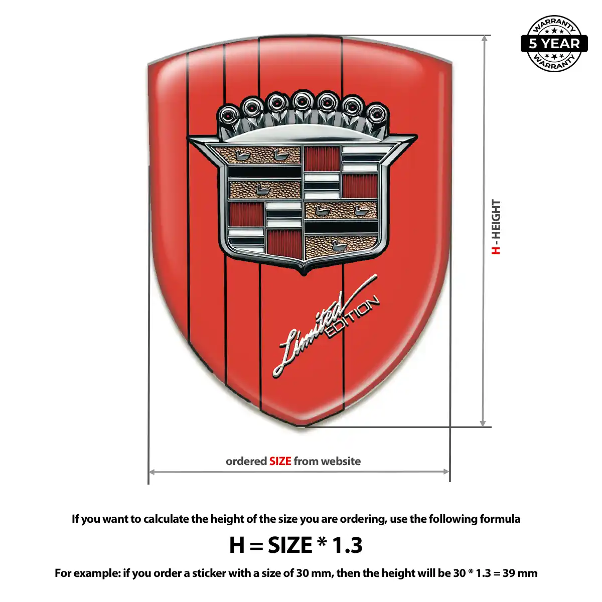 Cadillac Epoxy Domed Sticker Sport Tuning