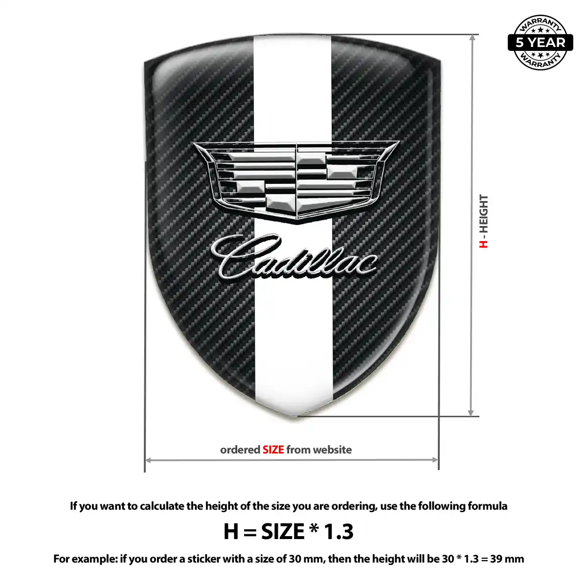 Cadillac Epoxy Domed Sticker Street Tuning
