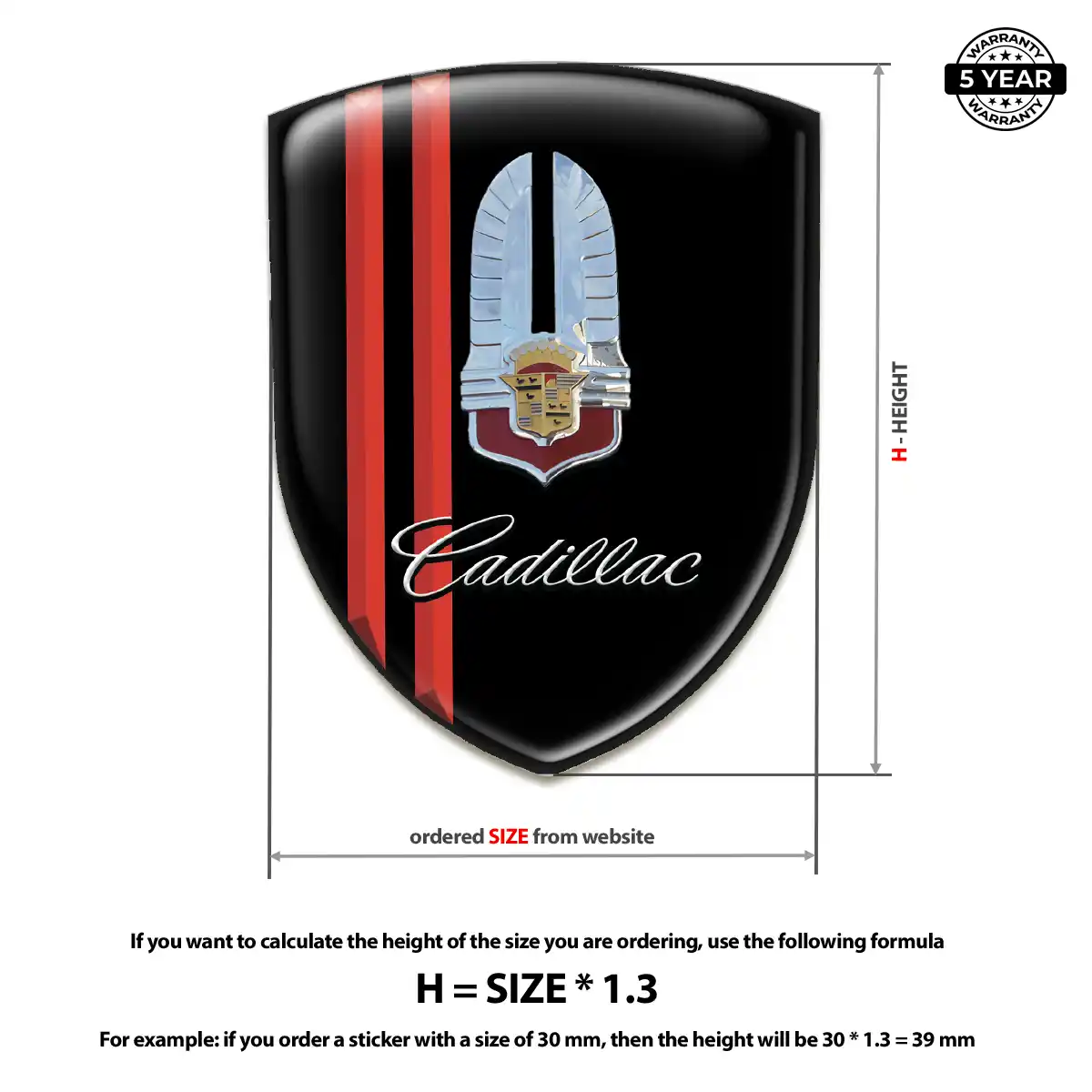Cadillac Gel Badge Sticker Resin Luxe