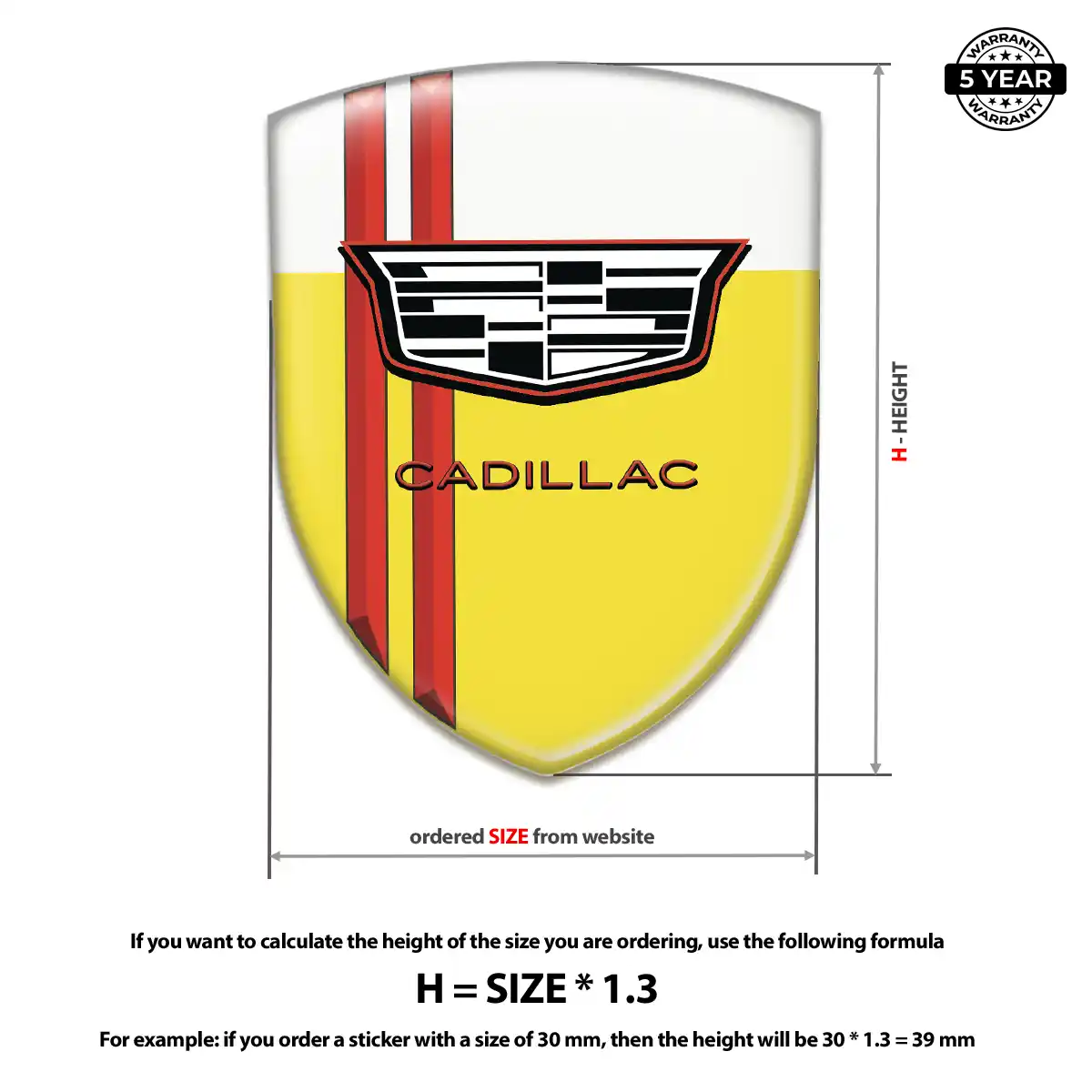 Cadillac Gel Badge Sticker Signature Grade