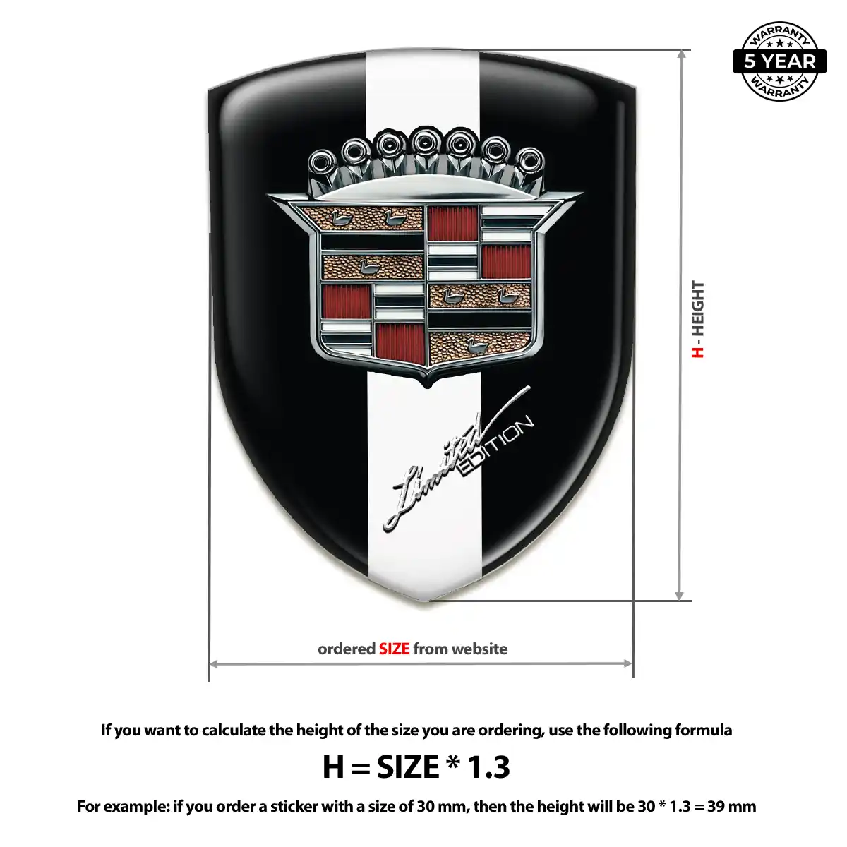 Cadillac Gel Badge Sticker Vortex Elite