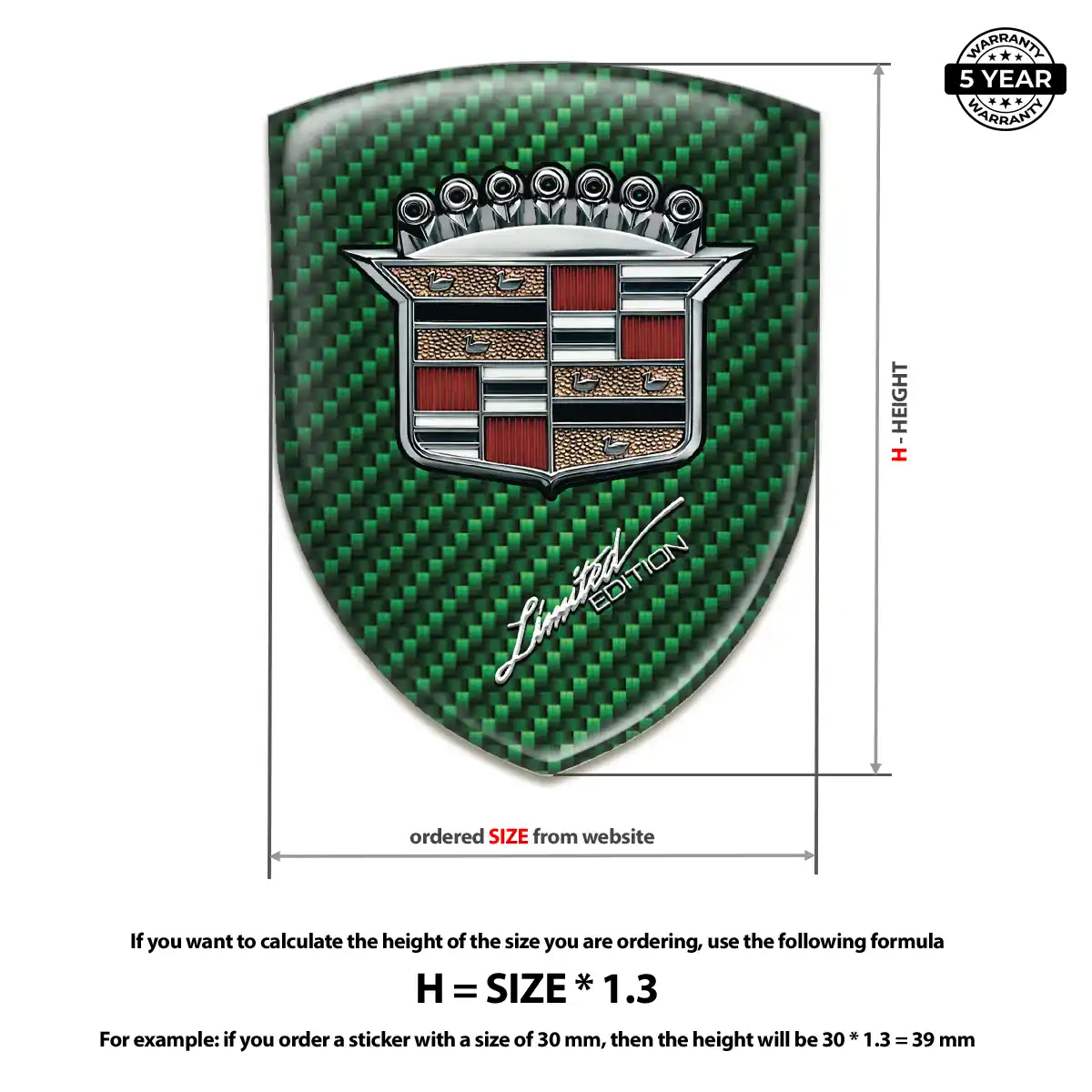 Cadillac Gel Emblem Sticker Branded Line