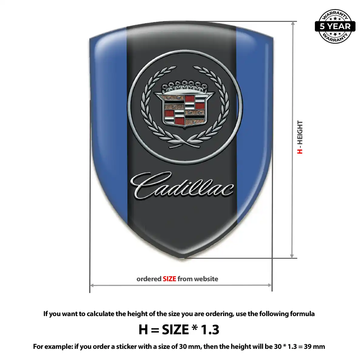 Cadillac Gel Emblem Sticker Elite Finish