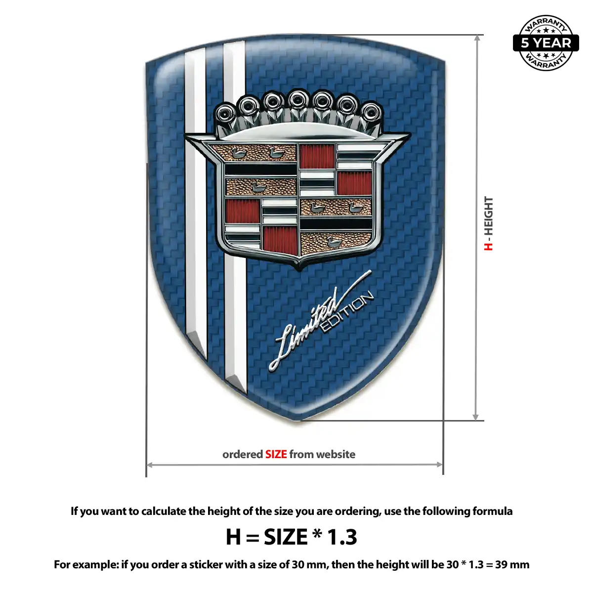 Cadillac Gel Emblem Sticker Marked Edition