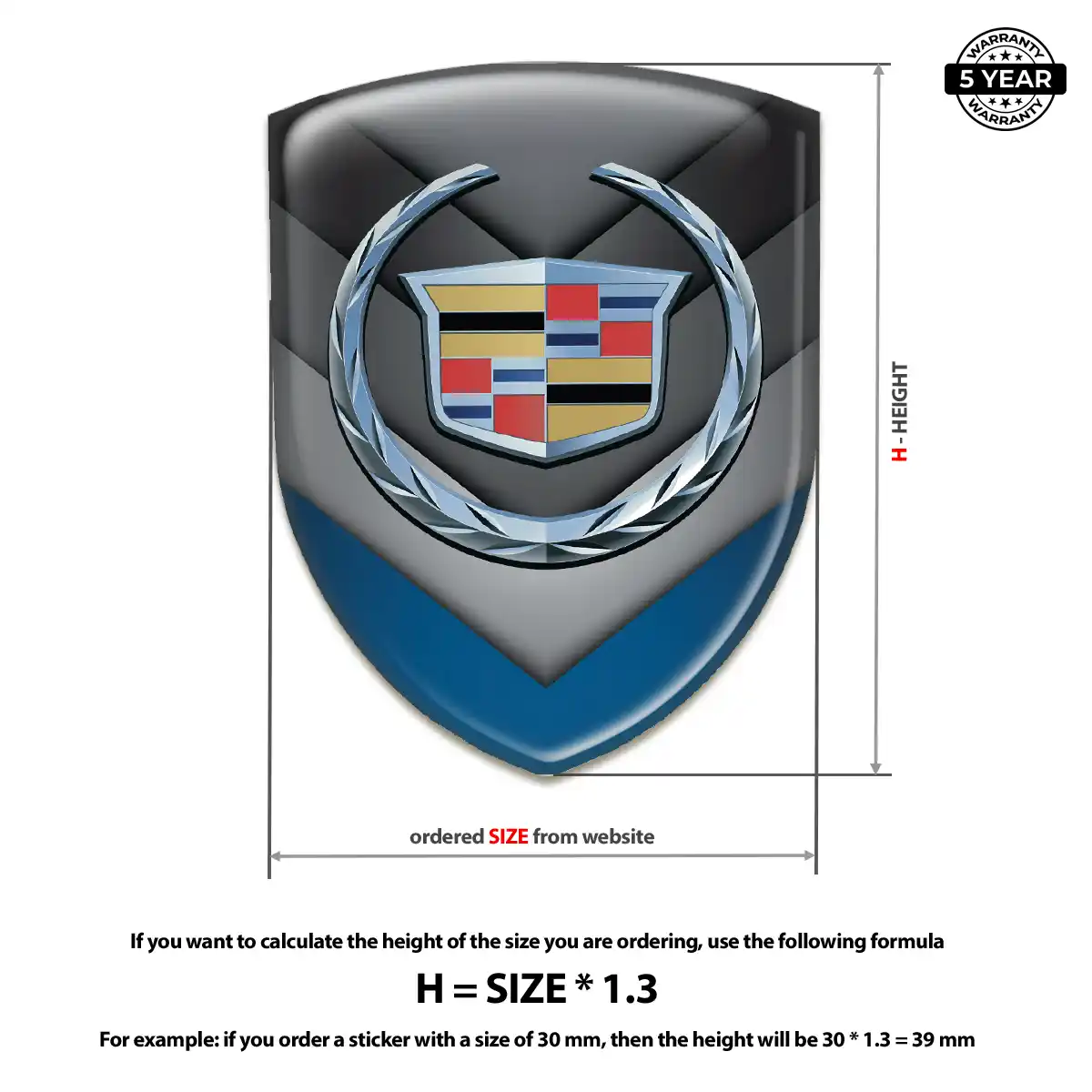 Cadillac Gel Emblem Sticker Resin Elite