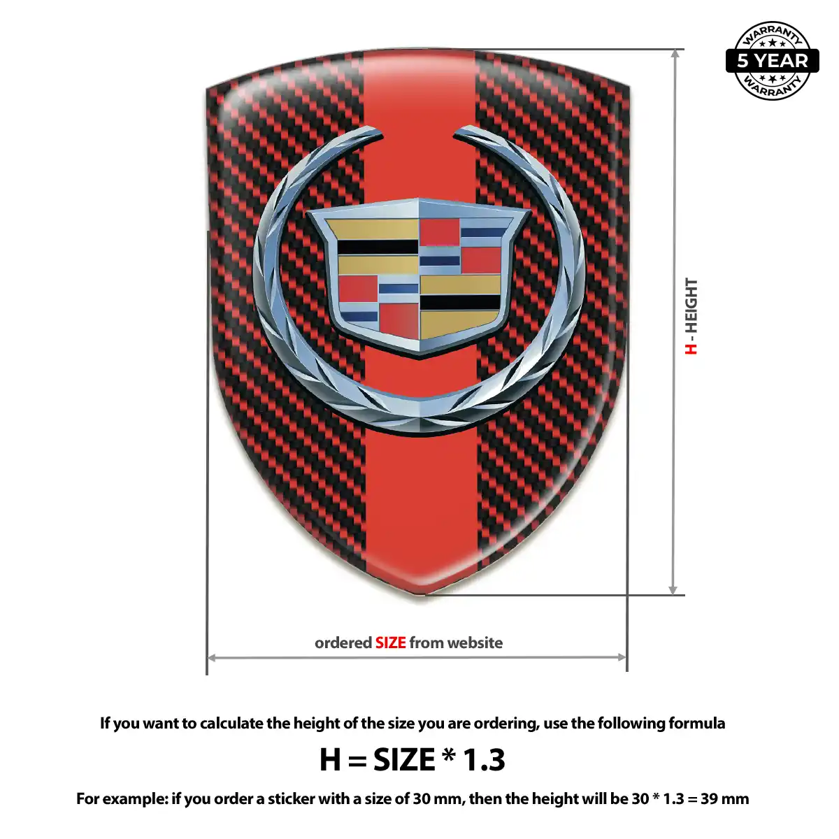 Cadillac Gel Emblem Sticker Sport Tuning