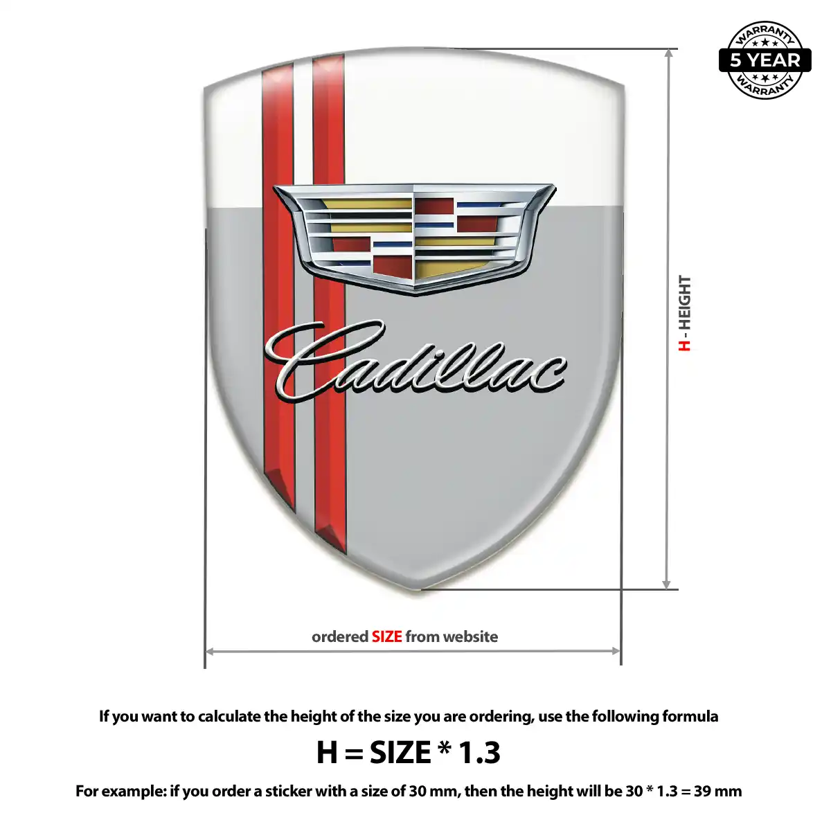 Cadillac Gel Emblem Sticker Vortex Elite