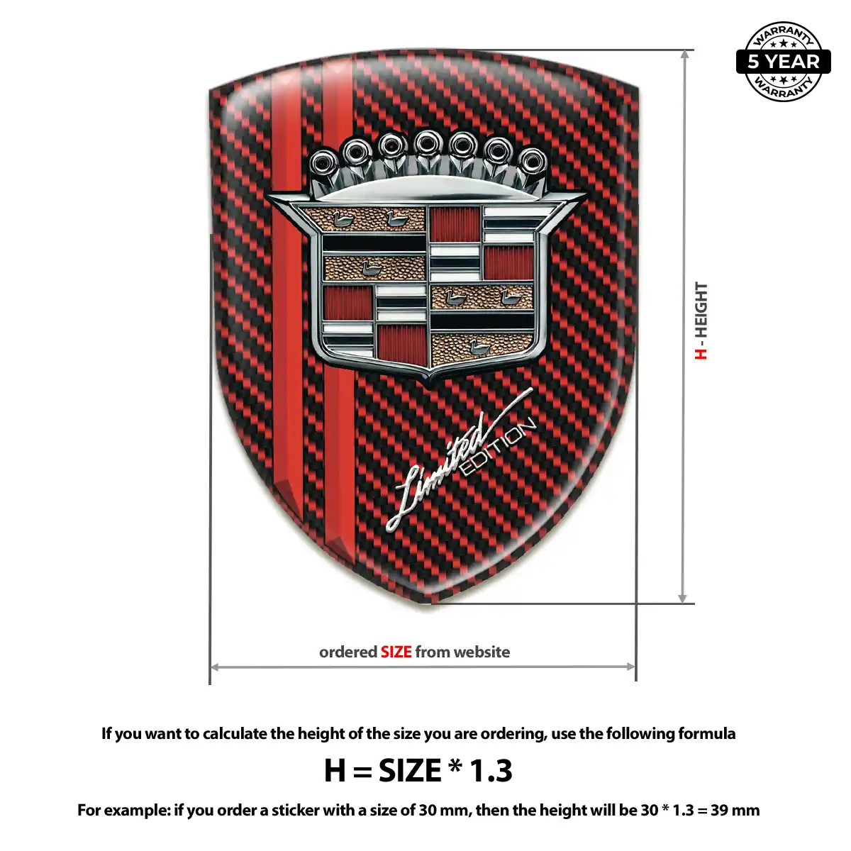 Cadillac Gel Emblem Sticker Vortex Series