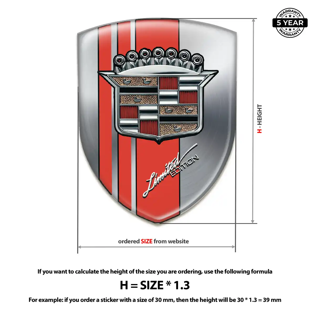 Cadillac Polyurethane Domed Sticker Auto Tuning