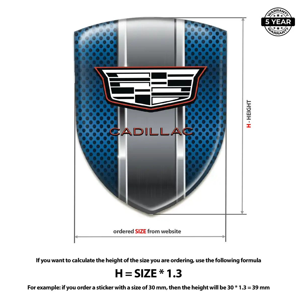 Cadillac Polyurethane Domed Sticker Cabin Style