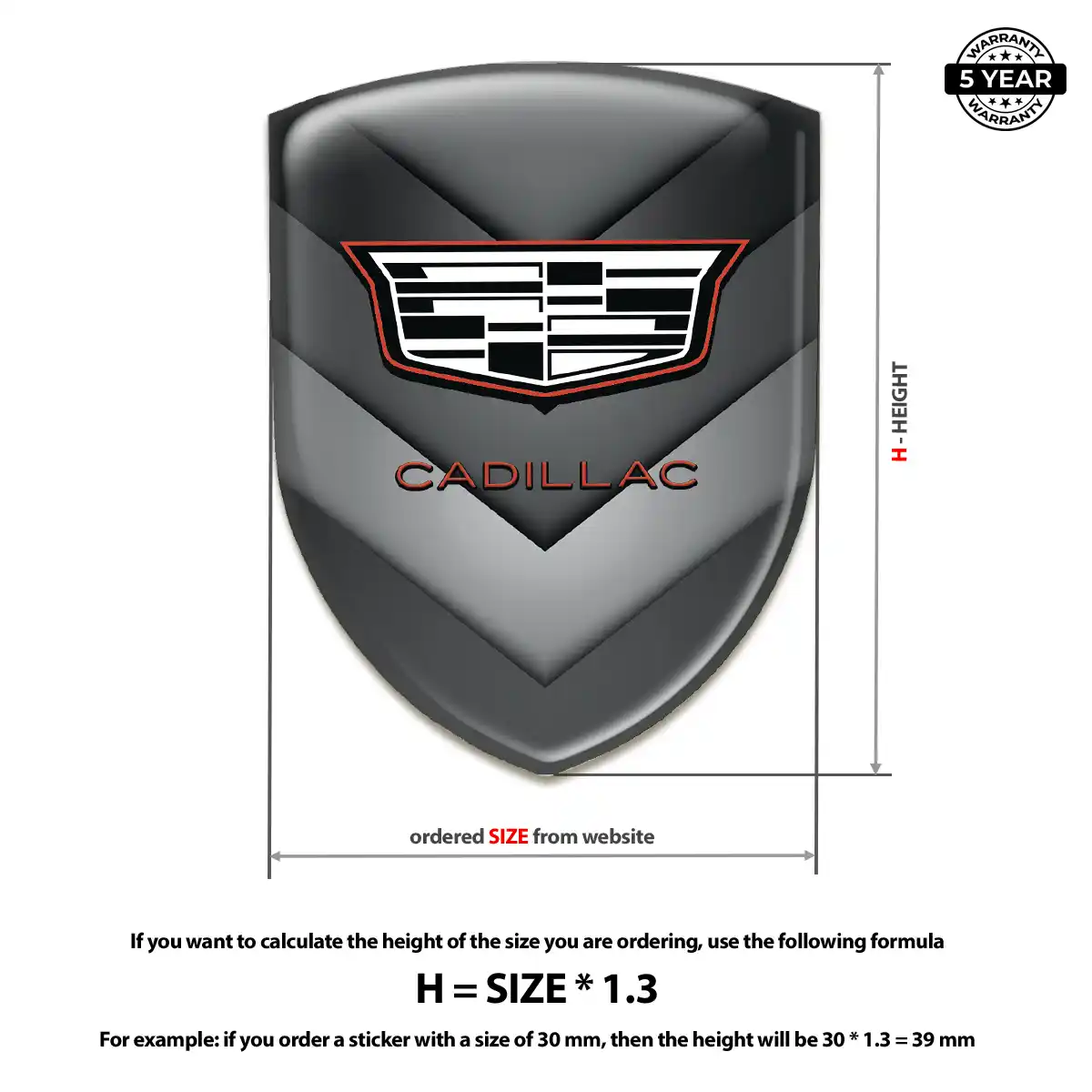 Cadillac Polyurethane Domed Sticker Interior Elegance