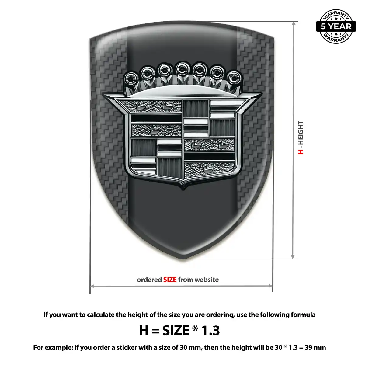 Cadillac Polyurethane Domed Sticker Opulent Line