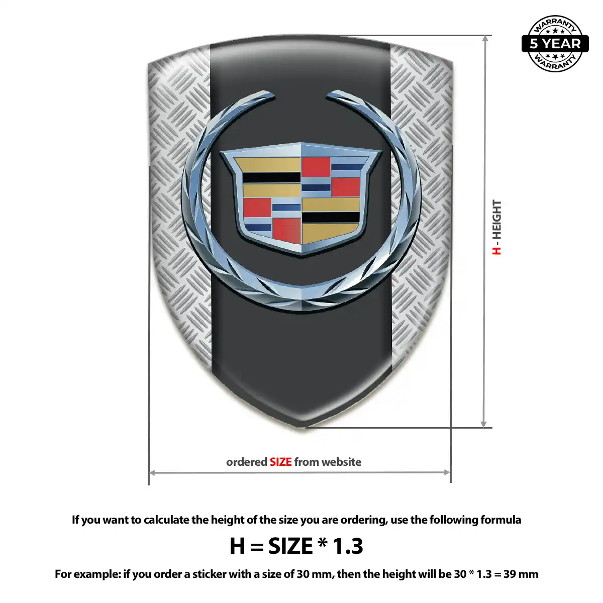 Cadillac Polyurethane Domed Sticker Outer Style