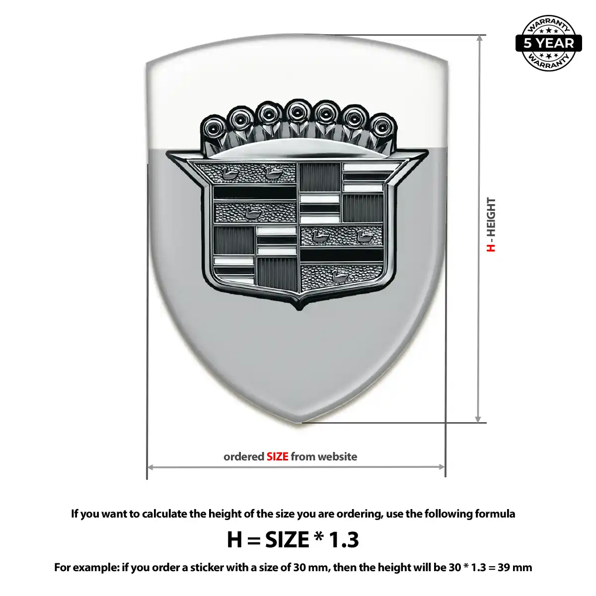 Cadillac Polyurethane Domed Sticker Premium Dome