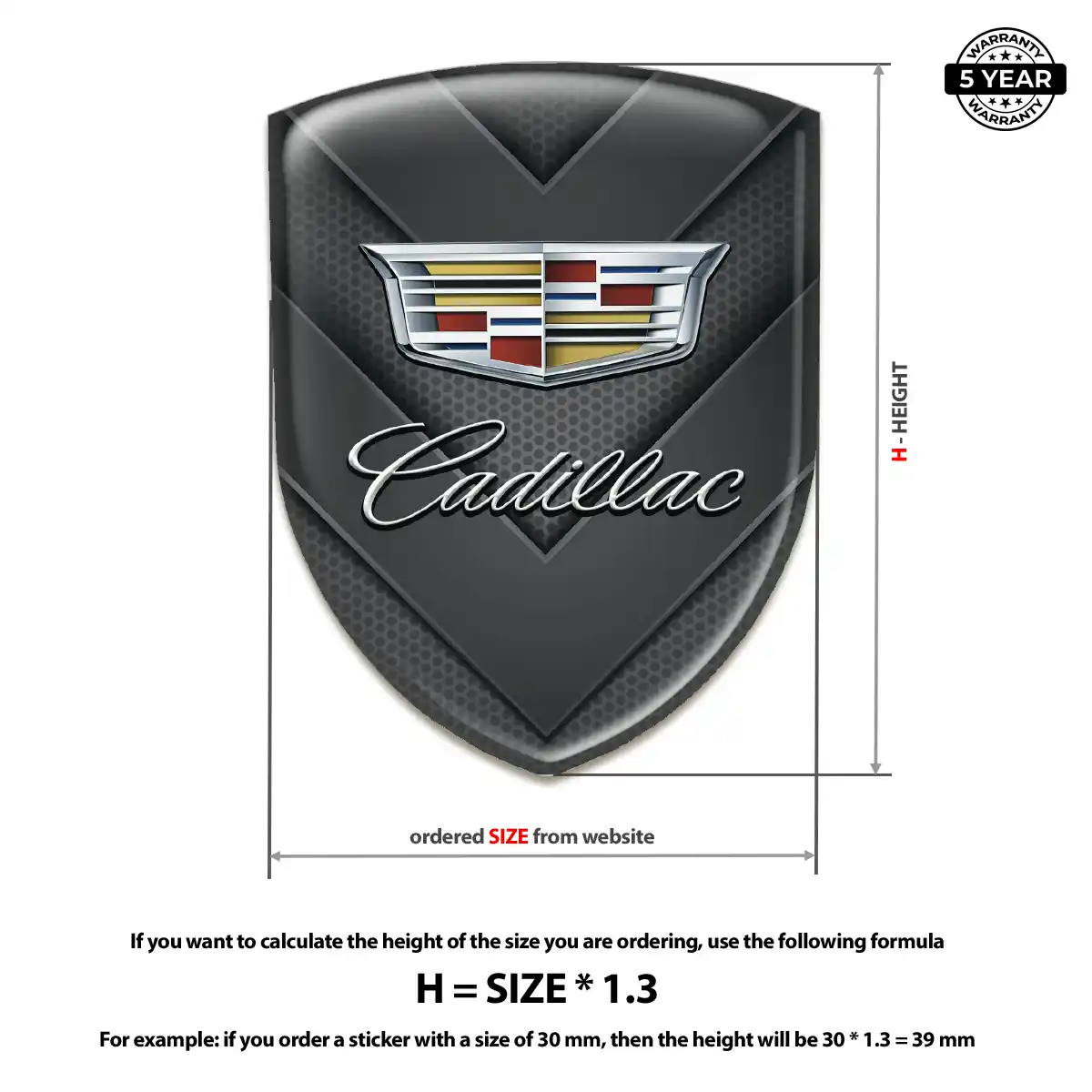 Cadillac Polyurethane Domed Sticker Prime Quality