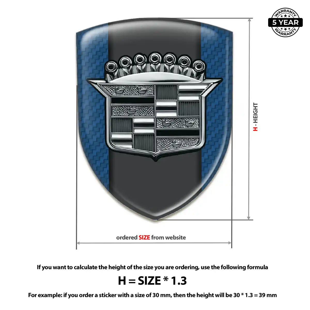 Cadillac Polyurethane Domed Sticker Resin Elite