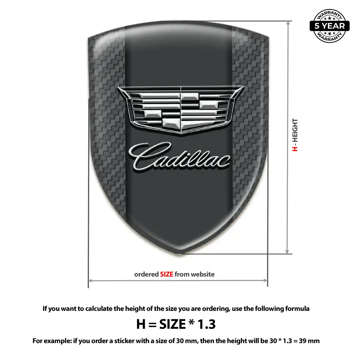 Cadillac Polyurethane Domed Sticker Resin Luxe