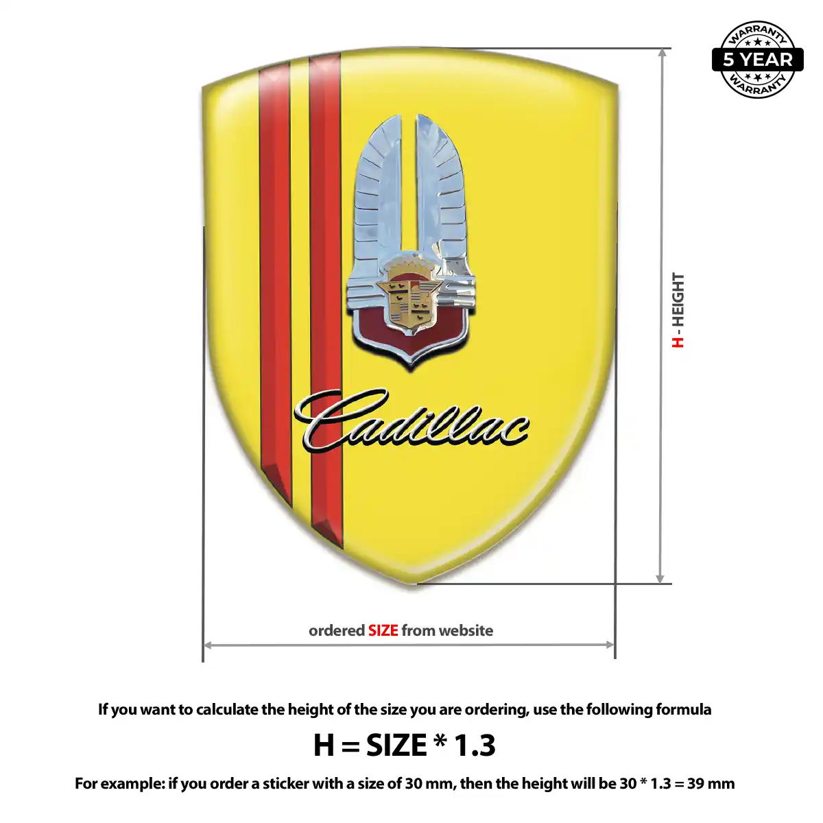 Cadillac Polyurethane Domed Sticker Signature Grade