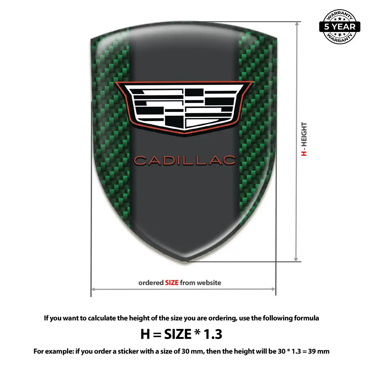 Cadillac Polyurethane Domed Sticker Street Tuning