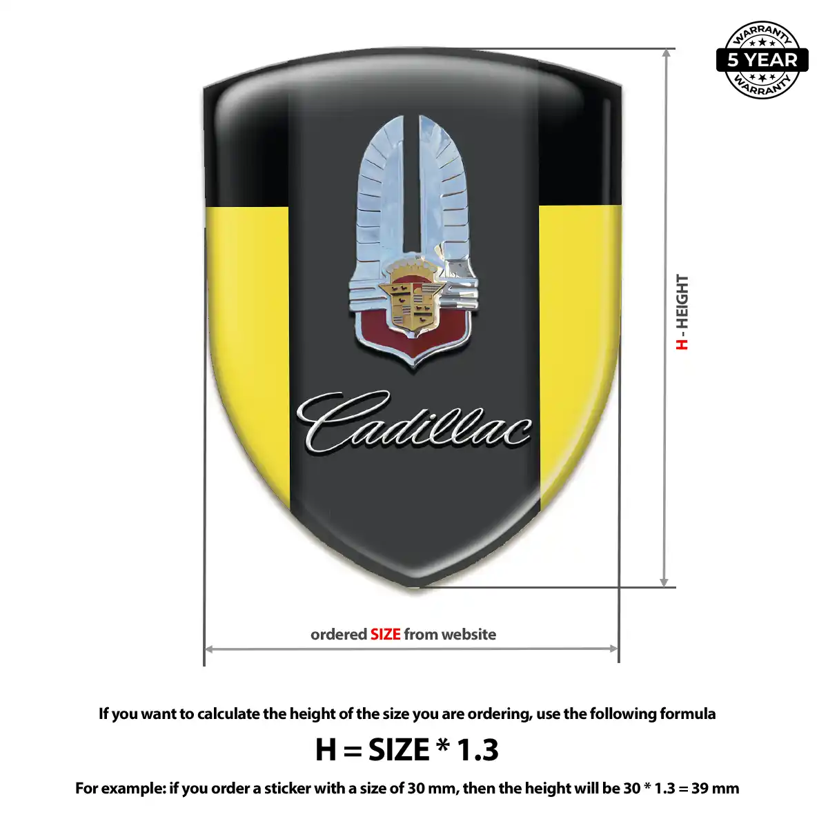 Cadillac Polyurethane Domed Sticker Vortex Series