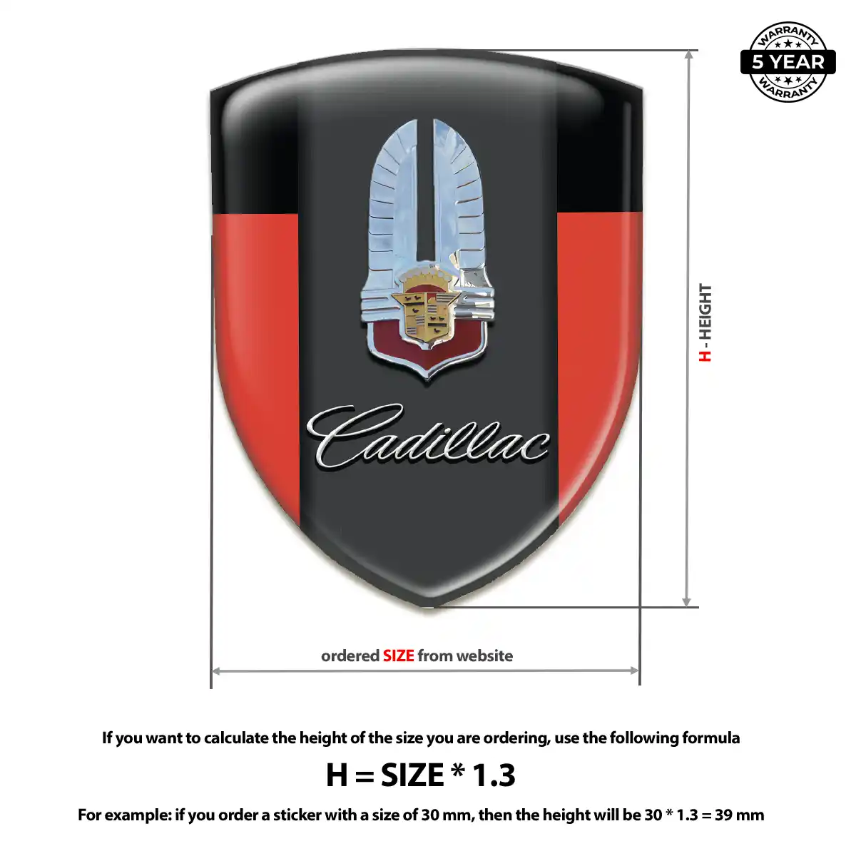 Cadillac Resin Badge Sticker Deluxe Edition