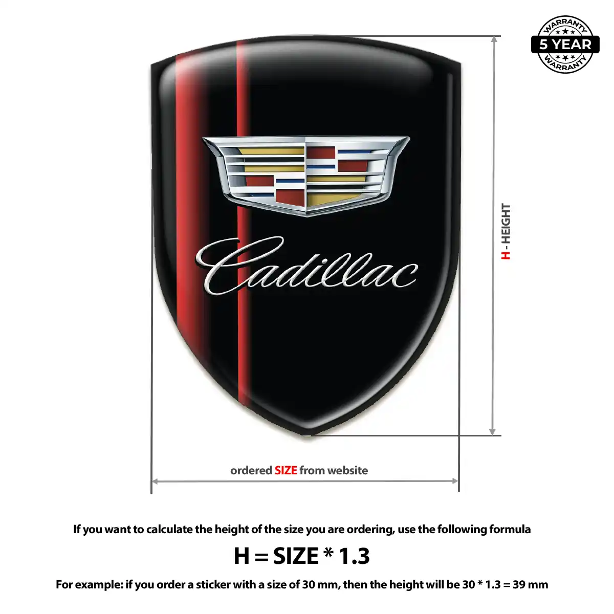 Cadillac Resin Badge Sticker Performance Style
