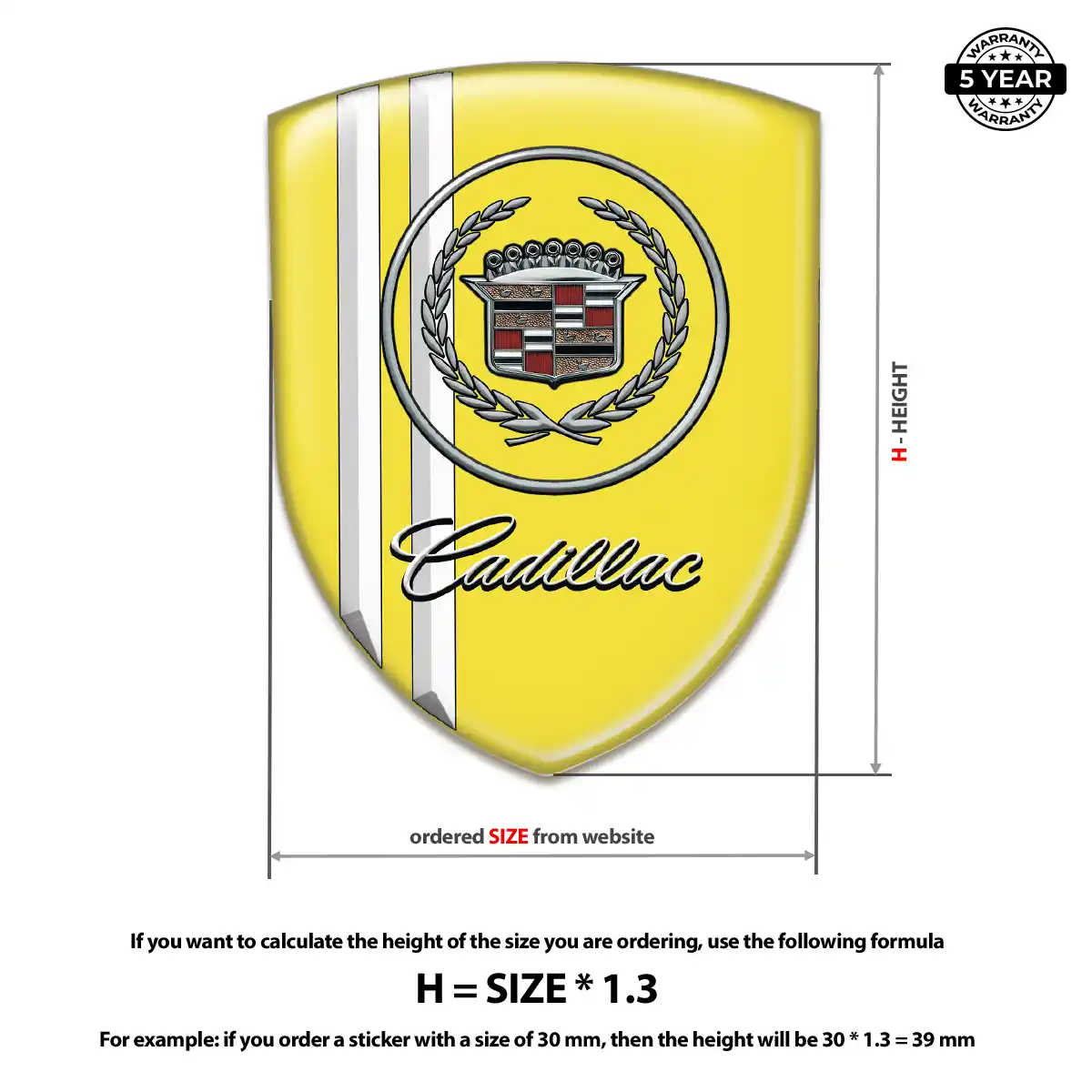 Cadillac Resin Badge Sticker Refined Design