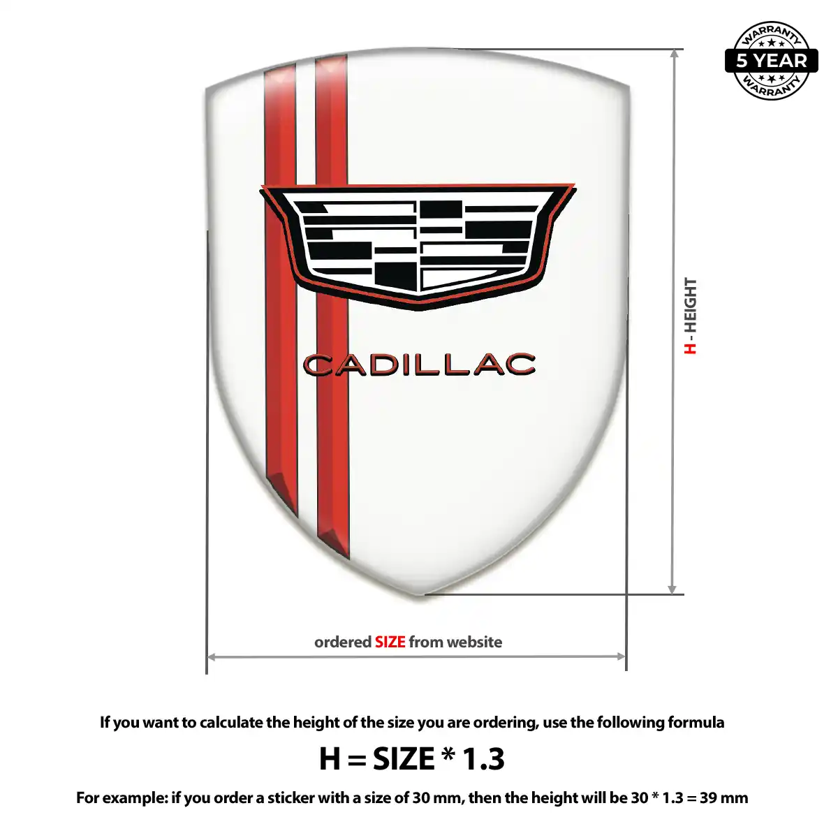 Cadillac Resin Badge Sticker Sleek Style