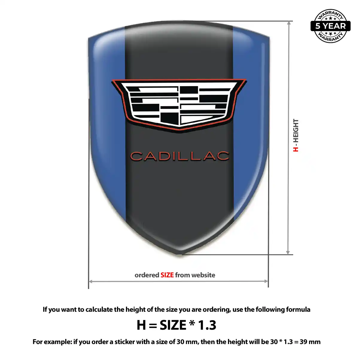 Cadillac Resin Badge Sticker Vortex Elite