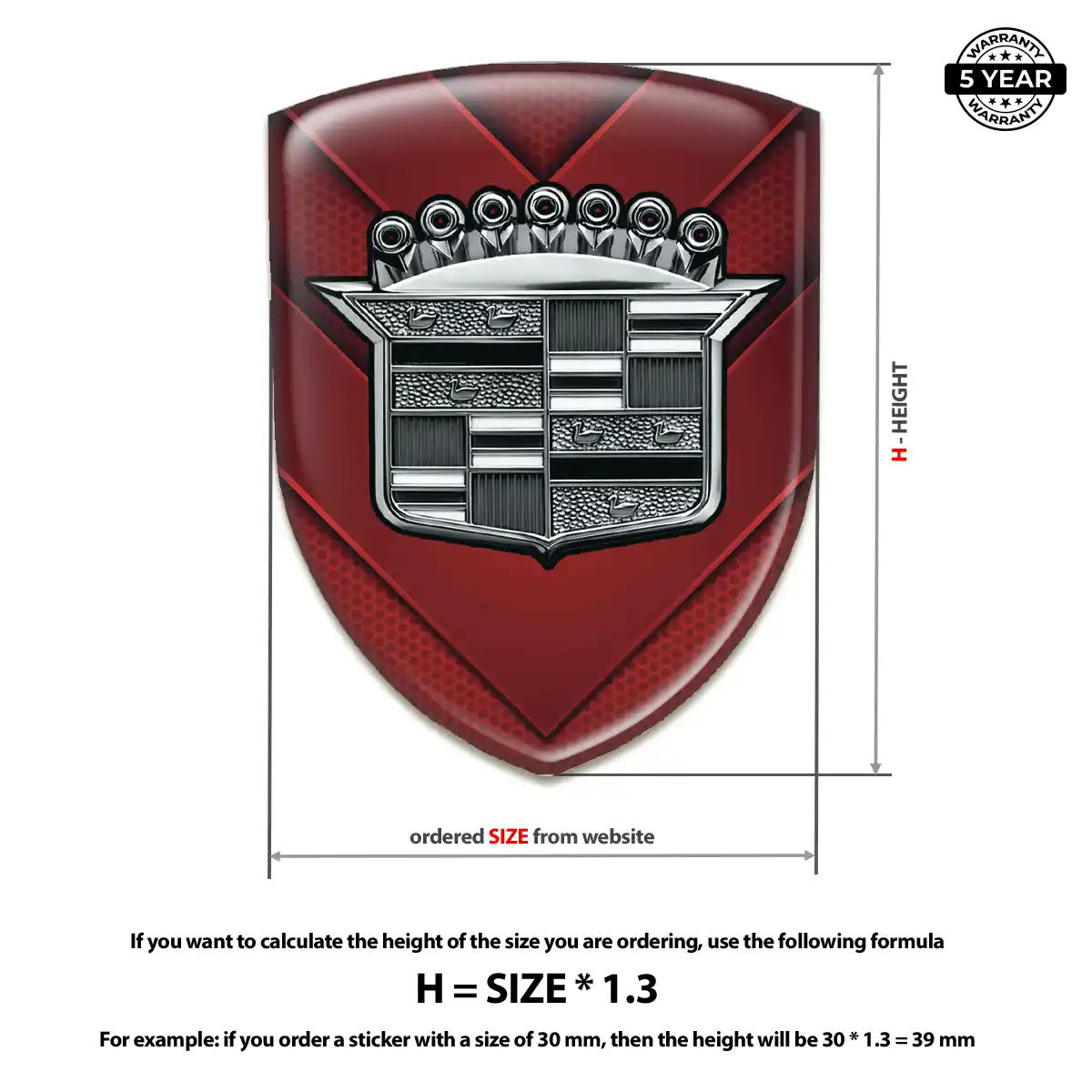Cadillac Resin Domed Sticker Cabin Style