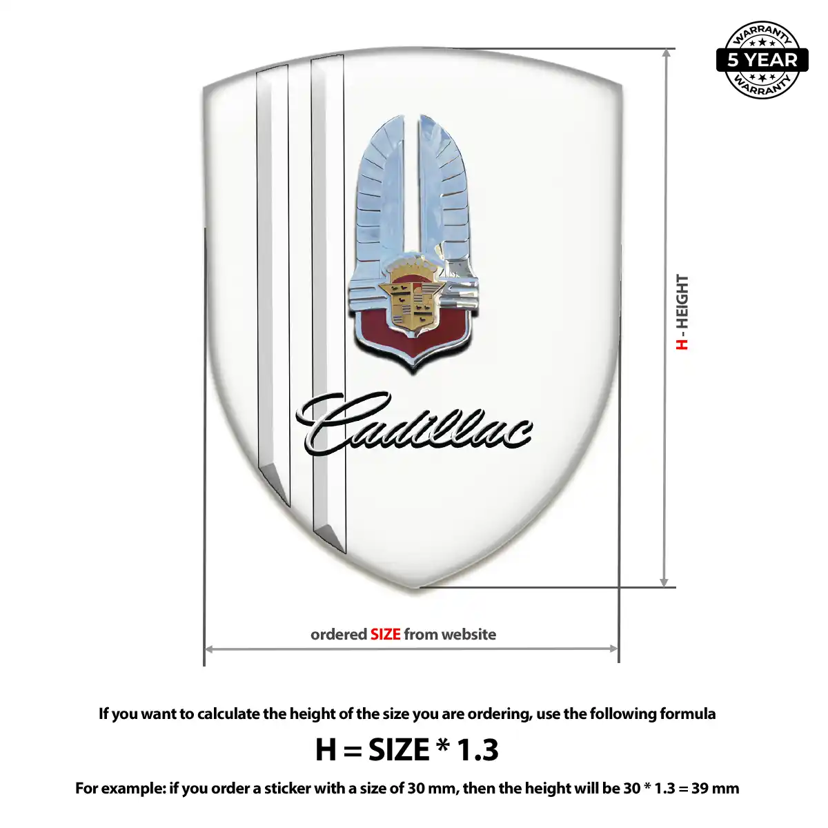 Cadillac Resin Domed Sticker Elite Finish