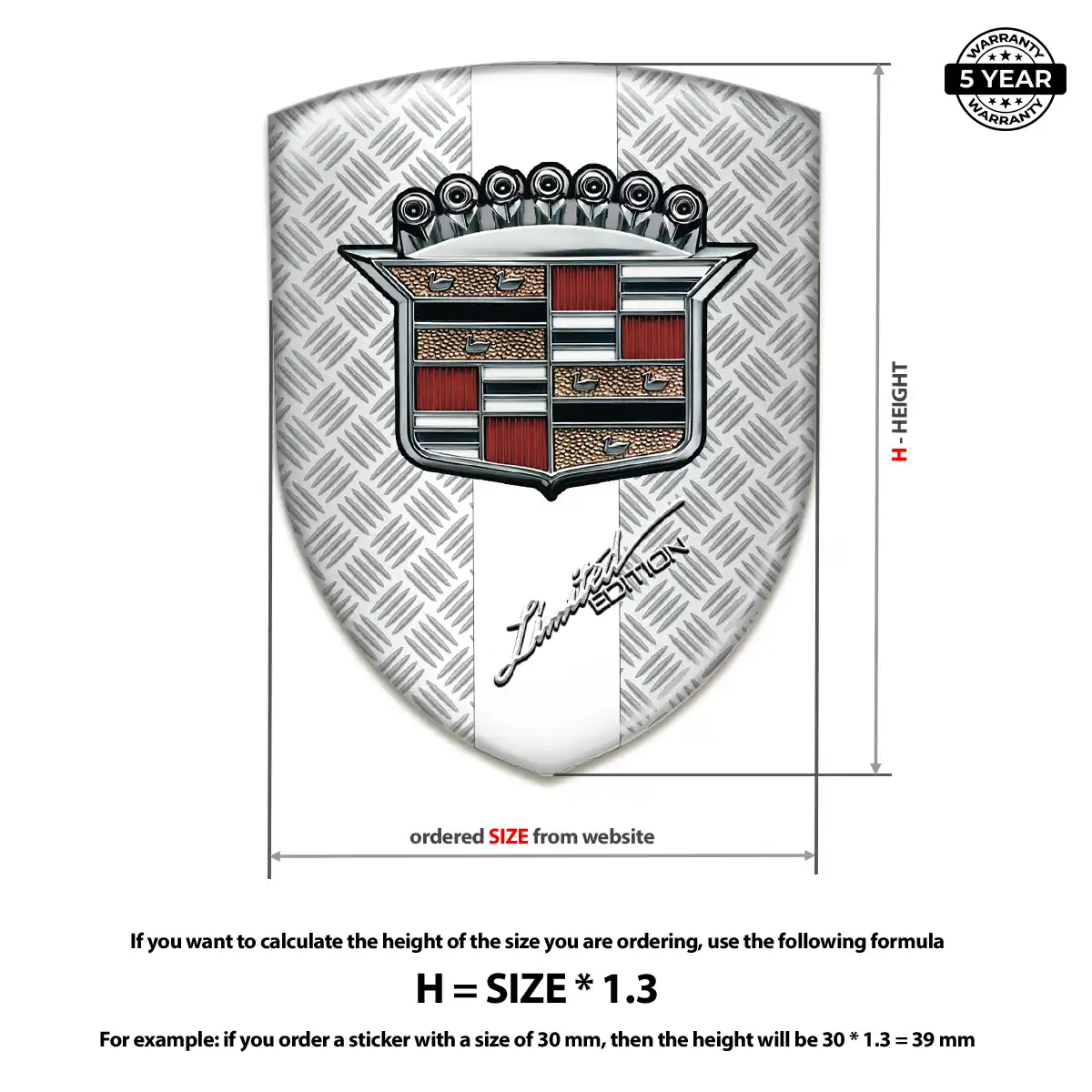 Cadillac Resin Domed Sticker Interior Elegance
