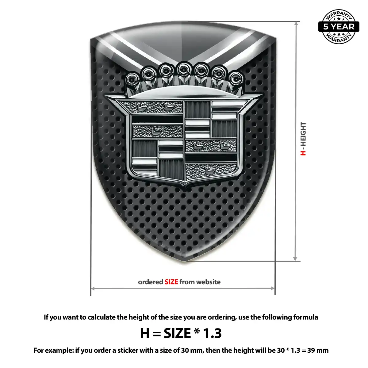 Cadillac Resin Domed Sticker Interior Luxe