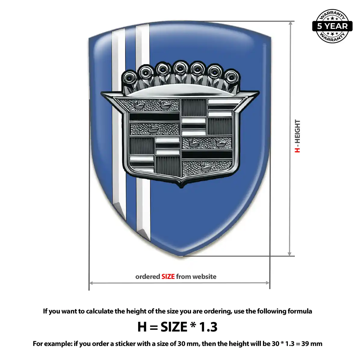 Cadillac Resin Domed Sticker Premium Dome