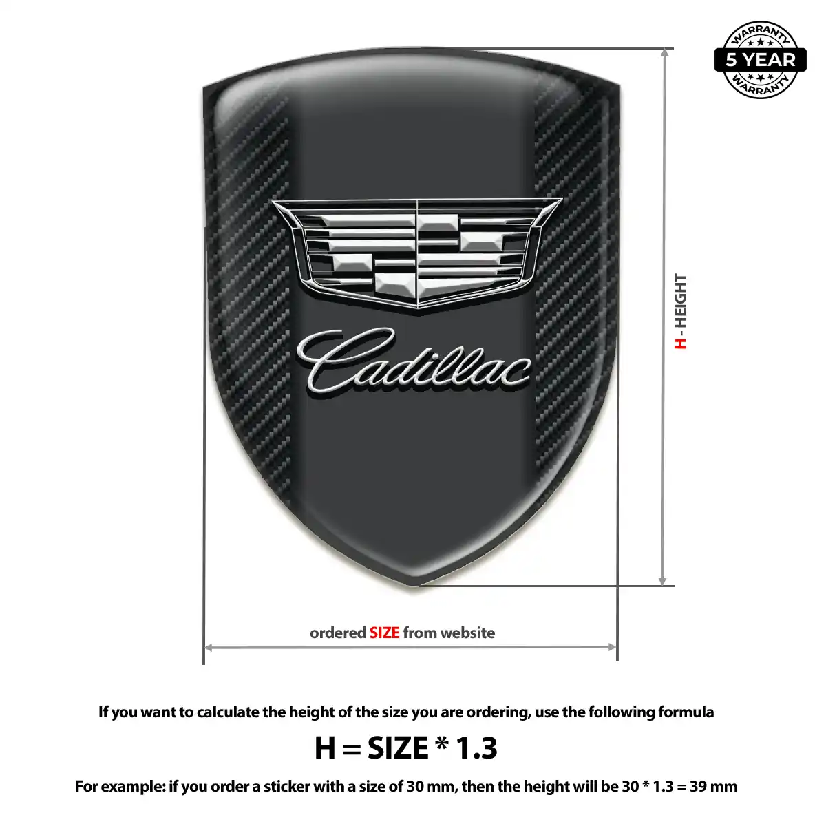 Cadillac Resin Domed Sticker Resin Elite