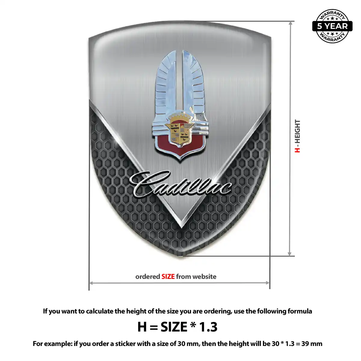 Cadillac Resin Domed Sticker Signature Grade