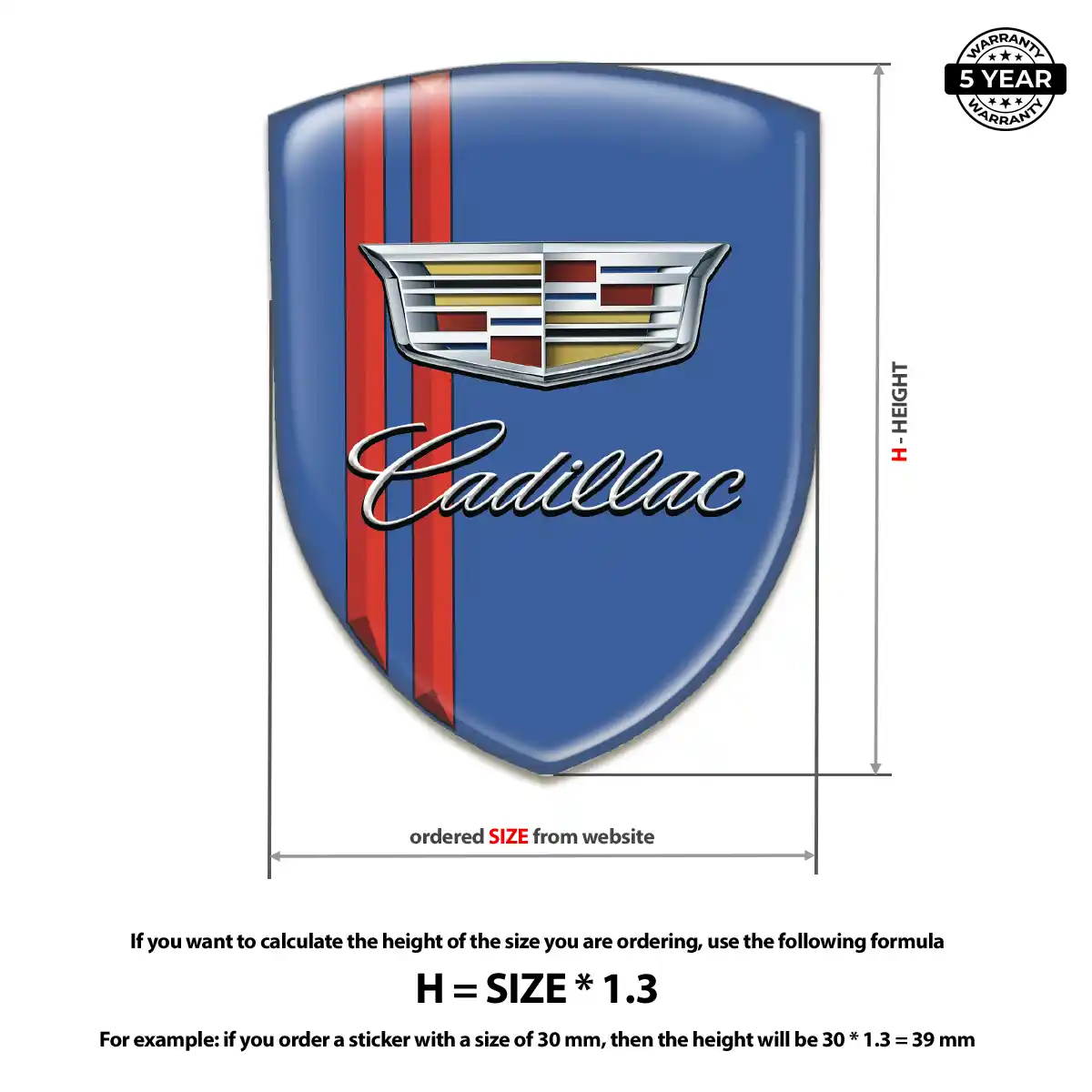 Cadillac Resin Domed Sticker Sleek Style