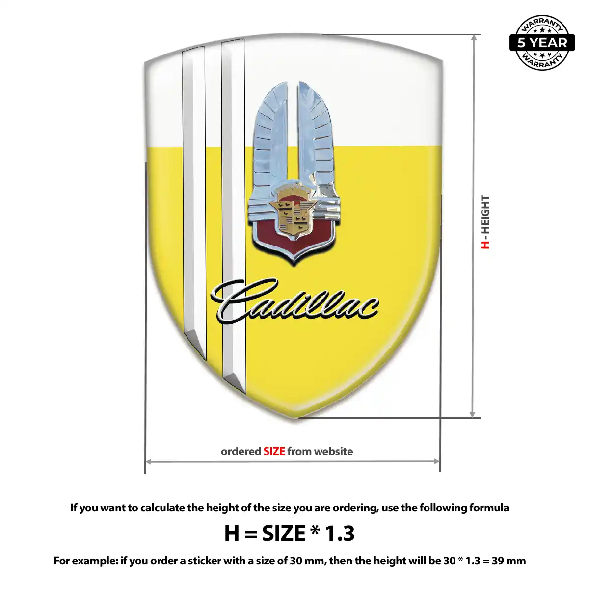 Cadillac Resin Domed Sticker Vortex Elite