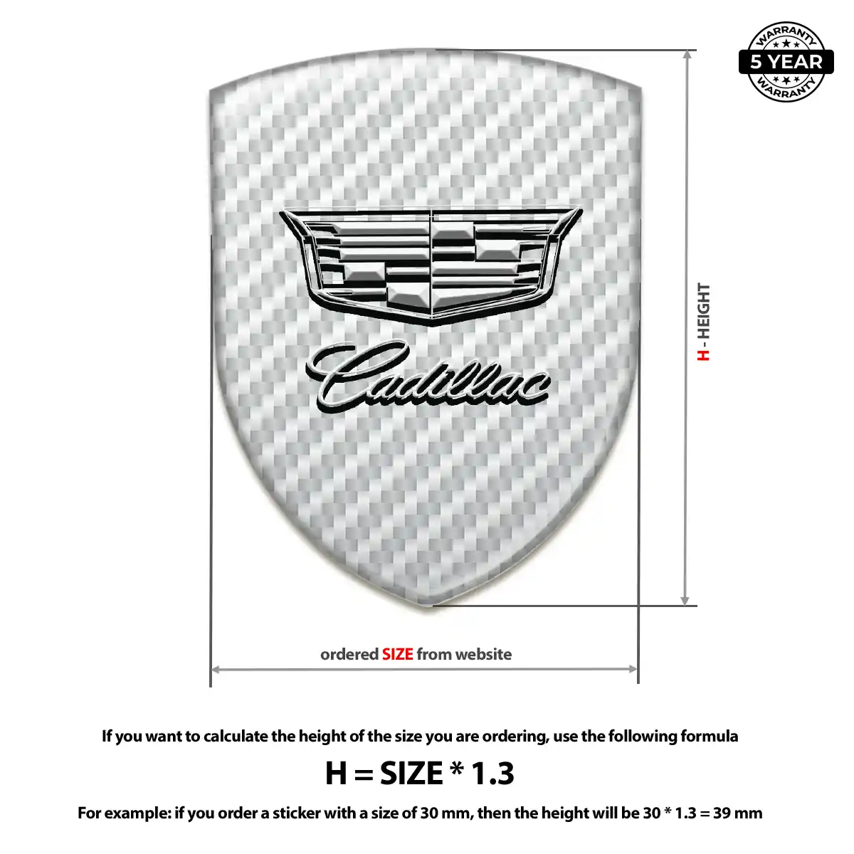 Cadillac Resin Emblem Sticker Branded Line
