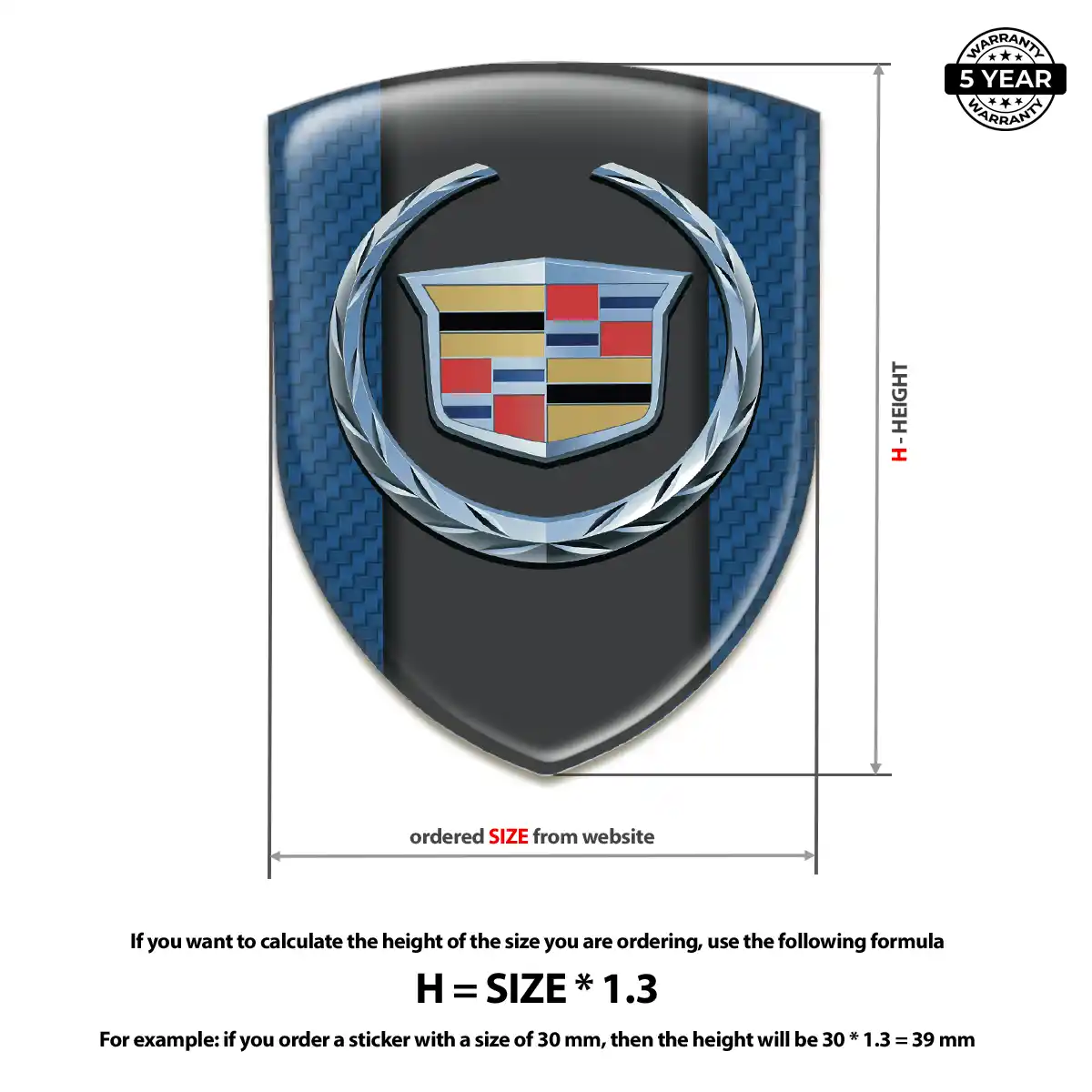 Cadillac Resin Emblem Sticker Cabin Style