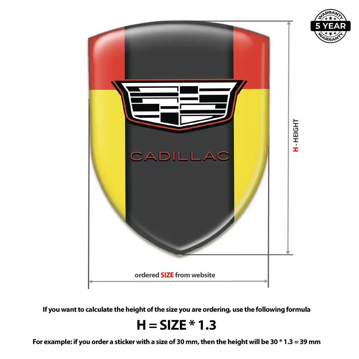 Cadillac Resin Emblem Sticker Marked Edition