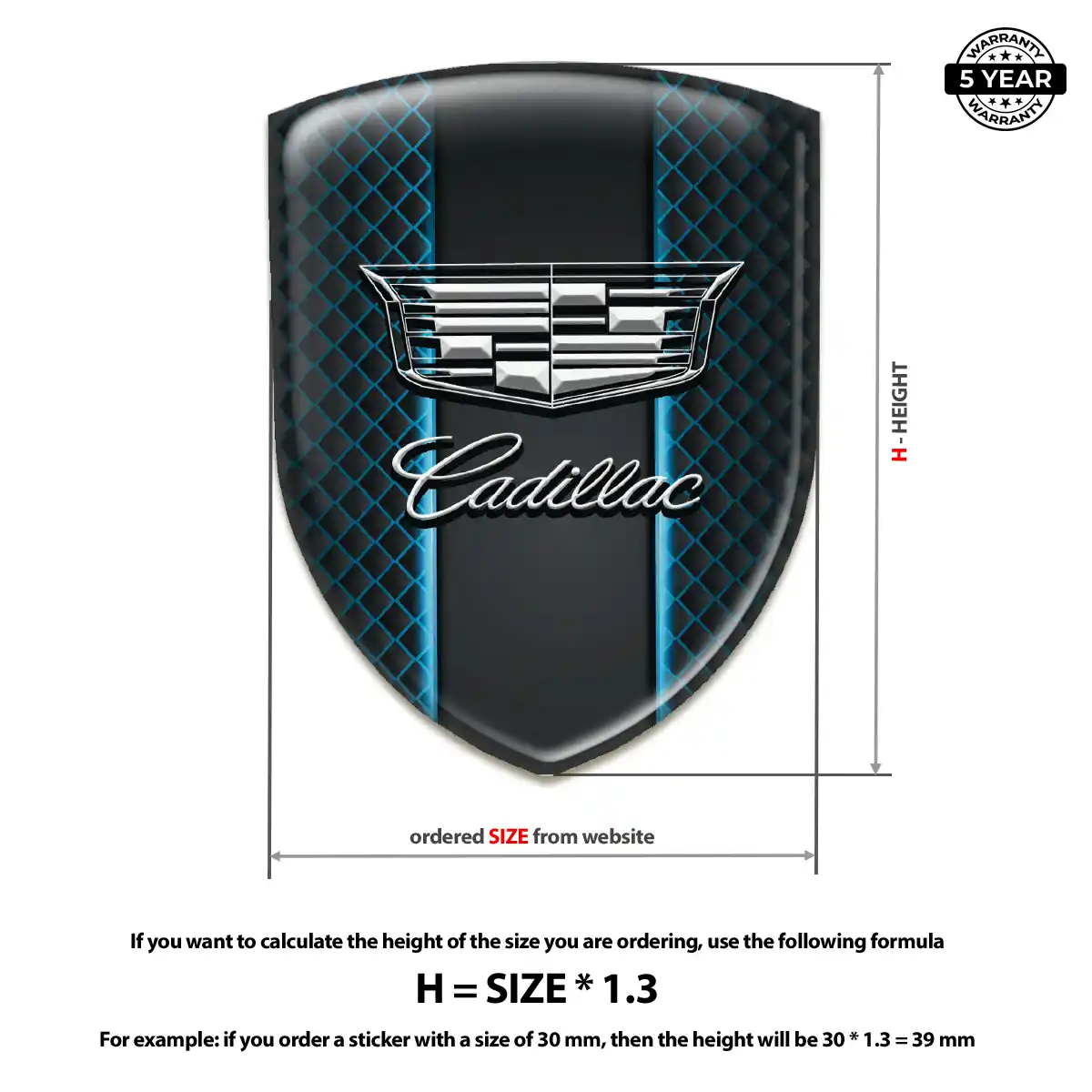 Cadillac Resin Emblem Sticker Performance Style