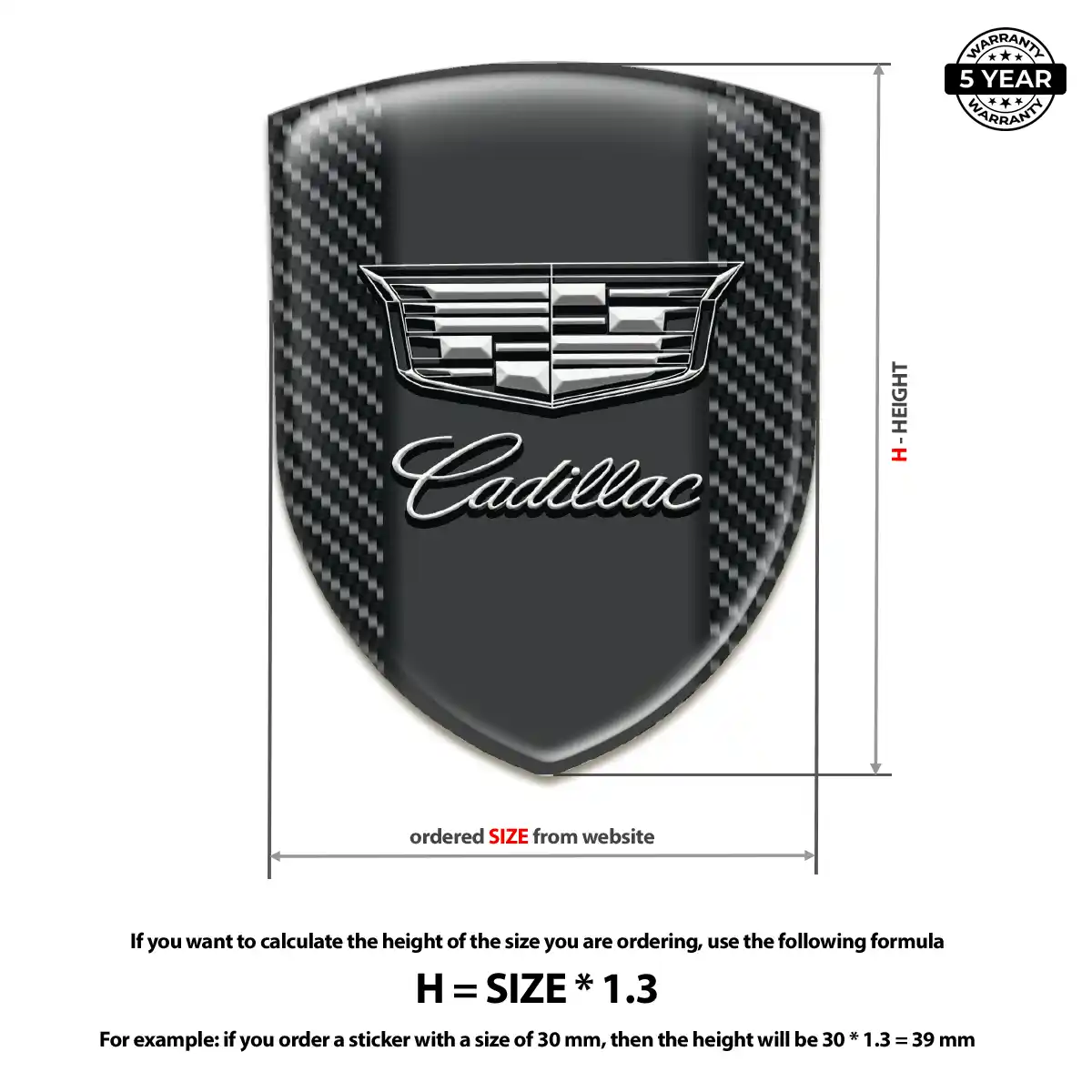 Cadillac Resin Emblem Sticker Refined Design