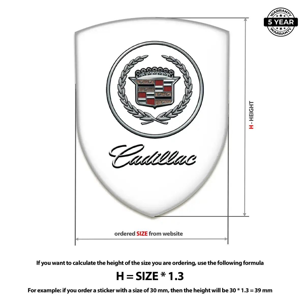 Cadillac Resin Emblem Sticker Signature Grade