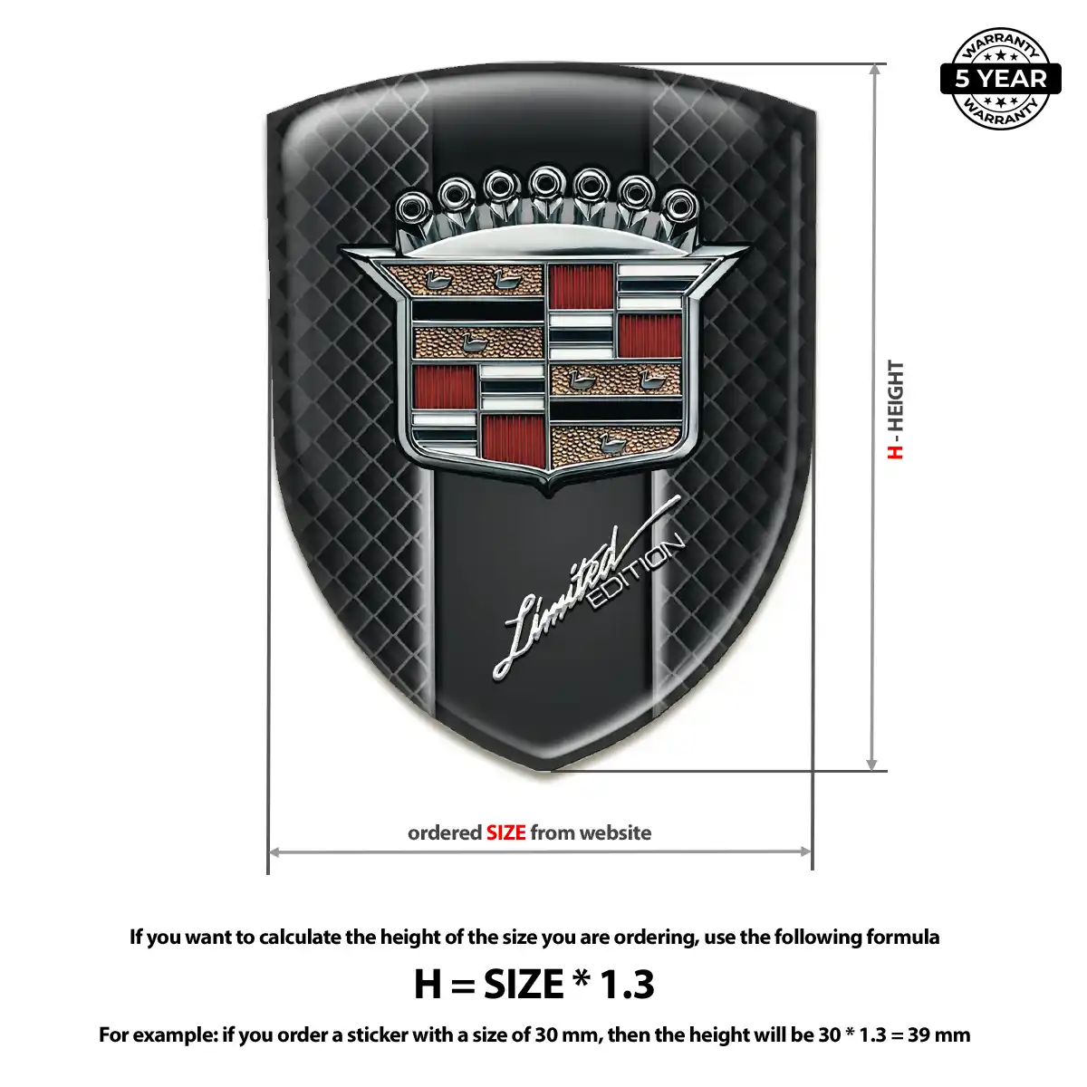 Cadillac Resin Emblem Sticker Sport Tuning