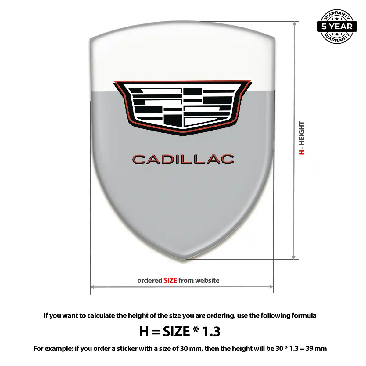 Cadillac Resin Emblem Sticker Vortex Elite