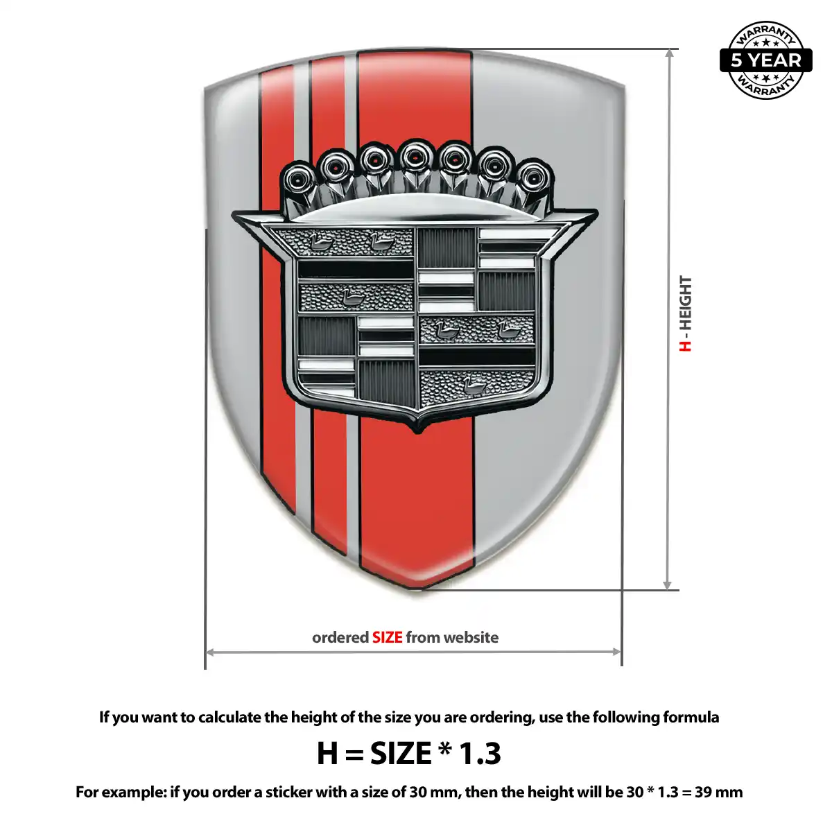 Cadillac Self Adhesive Emblem Sticker Branded Line