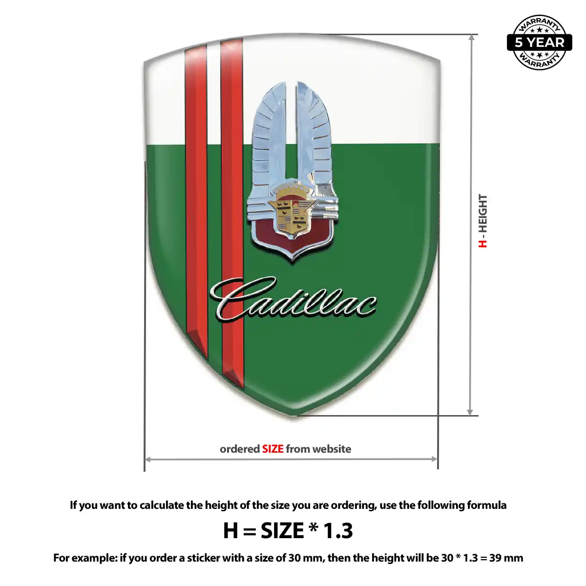 Cadillac Self Adhesive Emblem Sticker Vortex Elite
